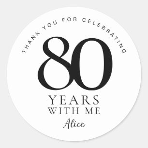 80. Geburtstag Danke Favor Party-Aufkleber Runder Aufkleber