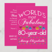 80. Geburtstag das meiste fabelhafte bunte Einladung (Vorne/Hinten)