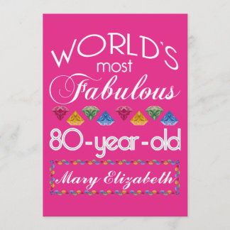 80. Geburtstag das meiste fabelhafte bunte Einladung