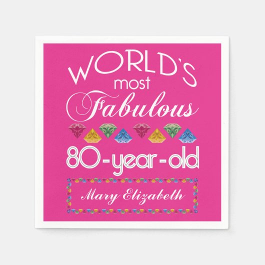 80. Geburtstag Die prächtigsten farbenfrohen Edels Serviette (Vorderseite)