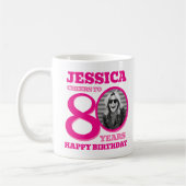 80. Geburtstag doppelseitiger Foto Name Rosa Text Kaffeetasse (Links)