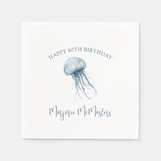 80. Geburtstag Einfache Benutzerdefinierte Küstenq Serviette (Vorderseite)
