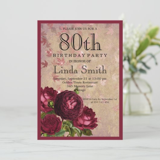 80. Geburtstag Einladung (Stehend Vorderseite)