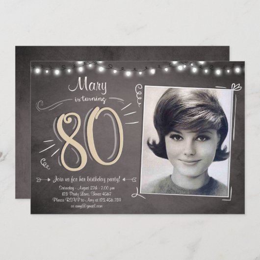 80 Geburtstag Einladung achtzig Rustikal siebzig (Vorne/Hinten)