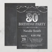 80. Geburtstag Einladung Chalkboard String Lights (Vorne/Hinten)