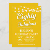 80. Geburtstag Einladung Gelb fabelhaft (Vorne/Hinten)