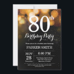 80. Geburtstag Einladung Gold Glitzer<br><div class="desc">80. Geburtstag Einladung mit Gold String Lights mit Gold Glitzer Hintergrund. Gold Geburtstag. Erwachsener Geburtstag. Männer oder Frauen laden ein. 13. 15. 16. 18. 20. 21. 30. 40. 50. 60. 70. 80. 90. 100. Jegliches Alter. Für weitere Anpassungen klicken Sie bitte auf die Schaltfläche "Anpassen" und verwenden Sie unser Designwerkzeug,...</div>