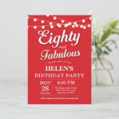 80. Geburtstag Einladung Red Fabulous (Stehend Vorderseite)