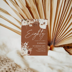 80. Geburtstag Einladung Terracotta Boho Pampas