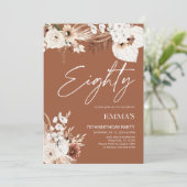 80. Geburtstag Einladung Terracotta Boho Pampas (Stehend Vorderseite)