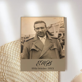 80. Geburtstag Elegant Male Monogram Foto Einladung