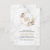80. Geburtstag Elegant Rosa Blütenweißer Marmor Einladung (Vorne/Hinten)