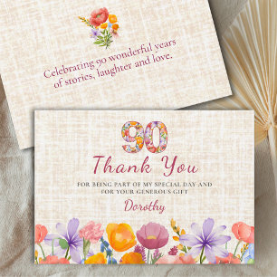 80. Geburtstag - Elegante Florale Zahl 80 Danke