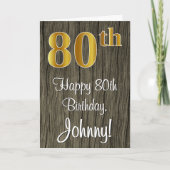 80. Geburtstag: Elegante Imitate Gold Look #, Imit Karte (Vorderseite)