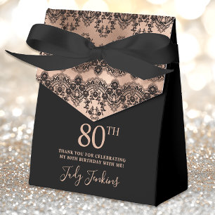80. Geburtstag Elegante Roségold-Spitze Geschenkschachtel