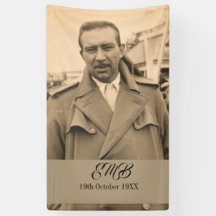 80. Geburtstag Elegantes Foto Monogram männlich Banner