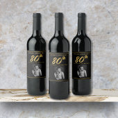 80. Geburtstag Elegantes Foto Weinetikett