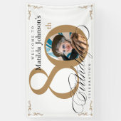 80. Geburtstag Elegantes Gold Weißes Foto Banner (Vertikal)