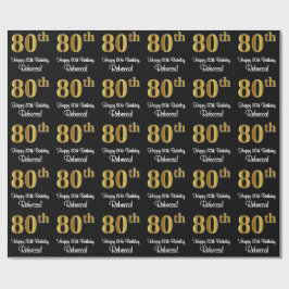 80. Geburtstag: Elegantes Luxuriöse Imitate Gold L Geschenkpapier