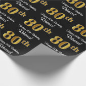 80. Geburtstag: Elegantes Luxuriöse Imitate Gold L Geschenkpapier (Ecke)