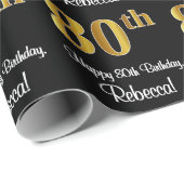 80. Geburtstag: Elegantes Luxuriöse Imitate Gold L Geschenkpapier (Rolleneckpunkt)