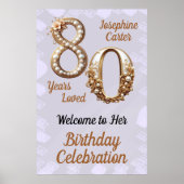 80. Geburtstag Elegantes Party Poster (Vorne)