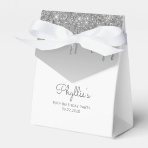 80. Geburtstag Elegantes silbernes Glitter-Drip-Sc Geschenkschachtel