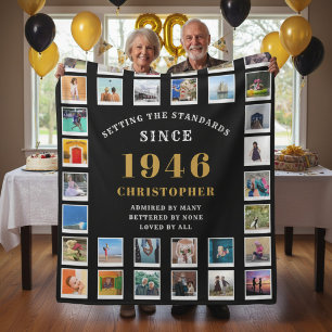 80. Geburtstag Familien Erinnerungen Foto-Collage Fleecedecke