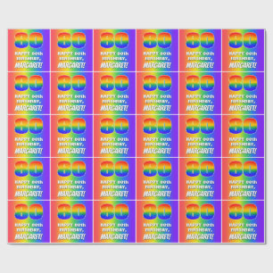 80. Geburtstag: Farbenfroh, Fun Rainbow Pattern #  Geschenkpapier