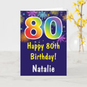 80. Geburtstag farbenfrohe Regenbogenfeuerwerke Na Karte (Gelbe Blume)