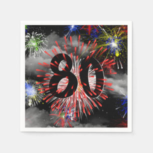 80. Geburtstag Feuerwerk in Wolken Napkins Serviette