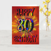 80. Geburtstag Feuerwerk Karte (Gelbe Blume)