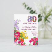 80. Geburtstag floral modern 80 Ankündigungspostkarte (Stehend Vorderseite)