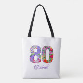 80. Geburtstag florale farbenfrohe Tasche (Rückseite)