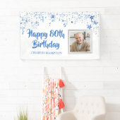 80. Geburtstag Foto Blue Stars Personalisiert Bann Banner (Insitu)