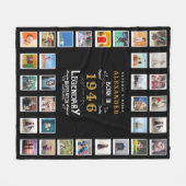 80. Geburtstag Foto-Collage Vater Großvater Fleecedecke (Vorderseite (Horizontal))