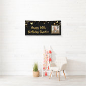 80. Geburtstag Foto Gold Stars Personalisiert Blac Banner (Insitu)