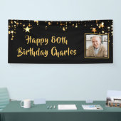 80. Geburtstag Foto Gold Stars Personalisiert Blac Banner (Messe)