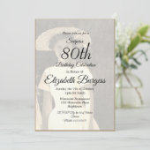 80. Geburtstag Foto Monogram Elegant Geburtstag Einladung (Stehend Vorderseite)