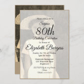 80. Geburtstag Foto Monogram Elegant Geburtstag Einladung (Vorne/Hinten)