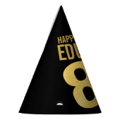 80. Geburtstag Foto personalisiert Schwarz und Gol Partyhütchen (Links)
