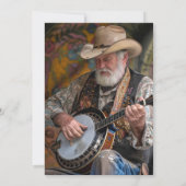 80. Geburtstag Foto Rustic Cowboy Hat Boots Einladung (Rückseite)