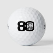 80. Geburtstag Foto schwarz-weiß Golfball (Vorderseite)
