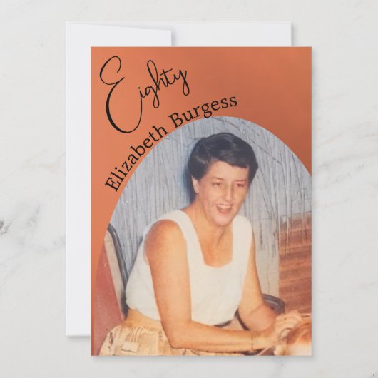 80. Geburtstag Foto Terracotta Elegant Geburtstag Einladung (Rückseite)