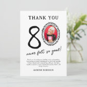 80. Geburtstag Foto Vielen Dank Dankeskarte (Stehend Vorderseite)