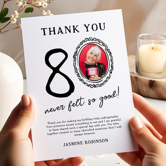 80. Geburtstag Foto Vielen Dank Dankeskarte