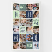 80. Geburtstag Fotocollage Benutzerdefiniert Mint Banner (Vertikal)
