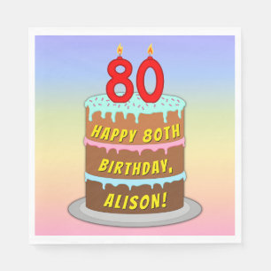 80. Geburtstag: Fun Cake and Candles + Individuell Serviette