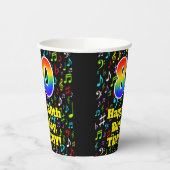 80. Geburtstag: Fun Musiknotens Pattern, Regenboge Pappbecher (Links)