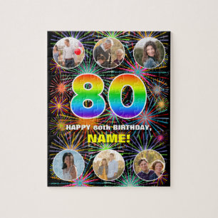 80. Geburtstag: Fun Rainbow #, Individuelle Name + Puzzle